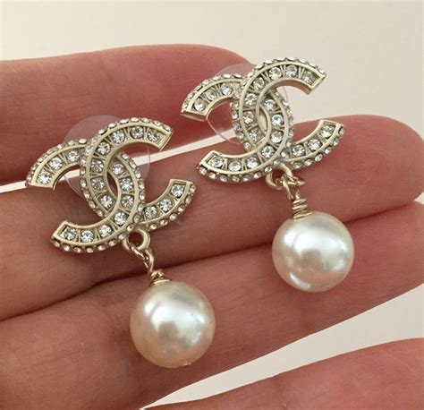 chanel dangle pearl earrings replica|chanel dangle earrings for sale.